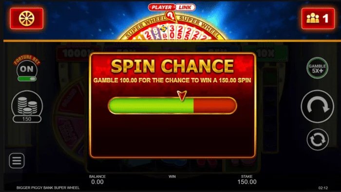 Bigger Piggy Bank Super Wheel დატრიალების შანსი